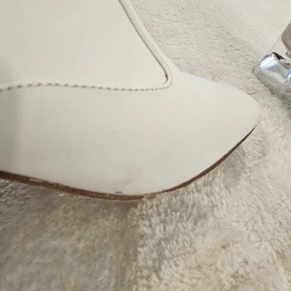 Jeffrey Campbell White Ankle Boots Clear Block Heel Size 9 70s Avant Garde Retro - Picture 12 of 15